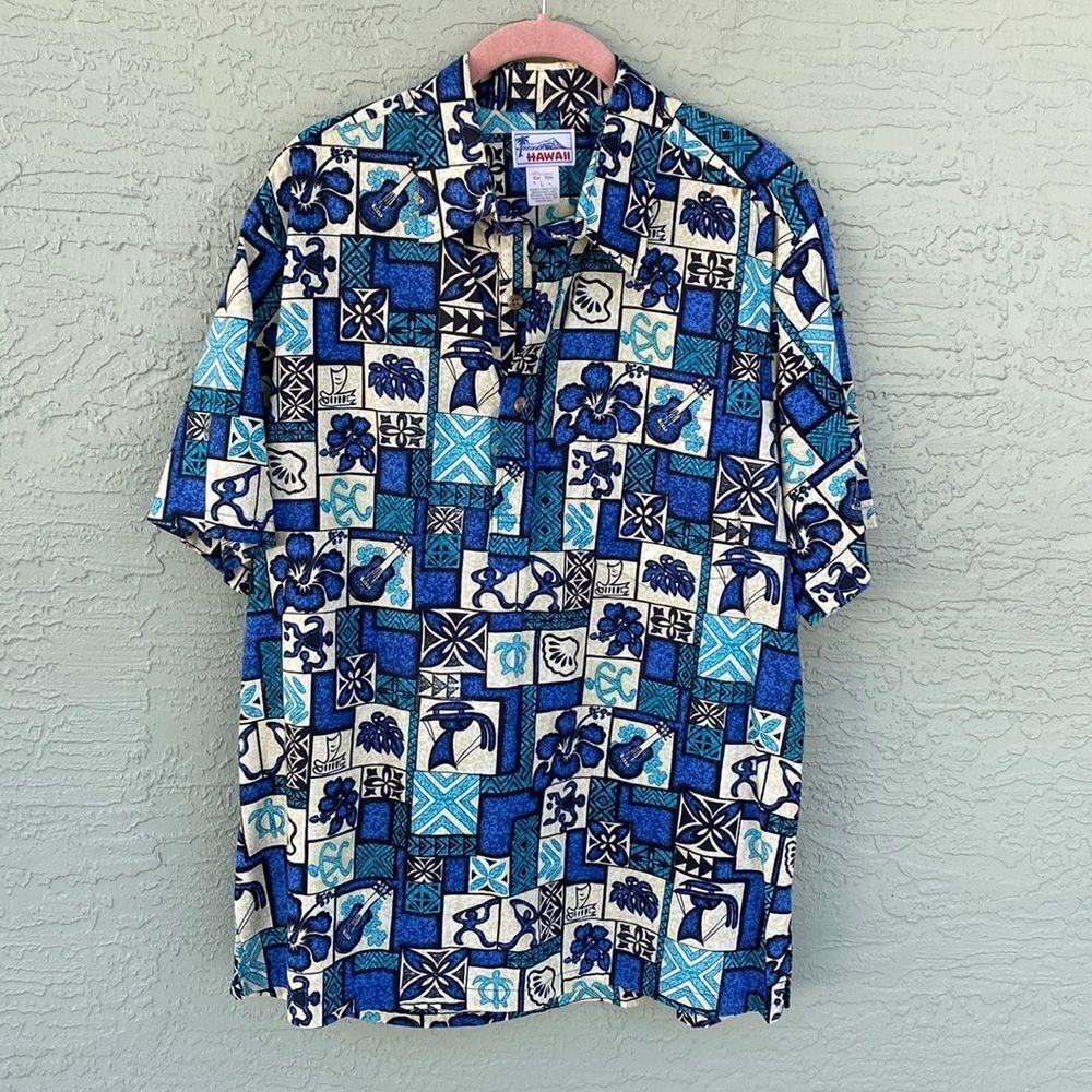Hawaii Sz L Hawaiian Shirt Sz L 1/4 Button Down